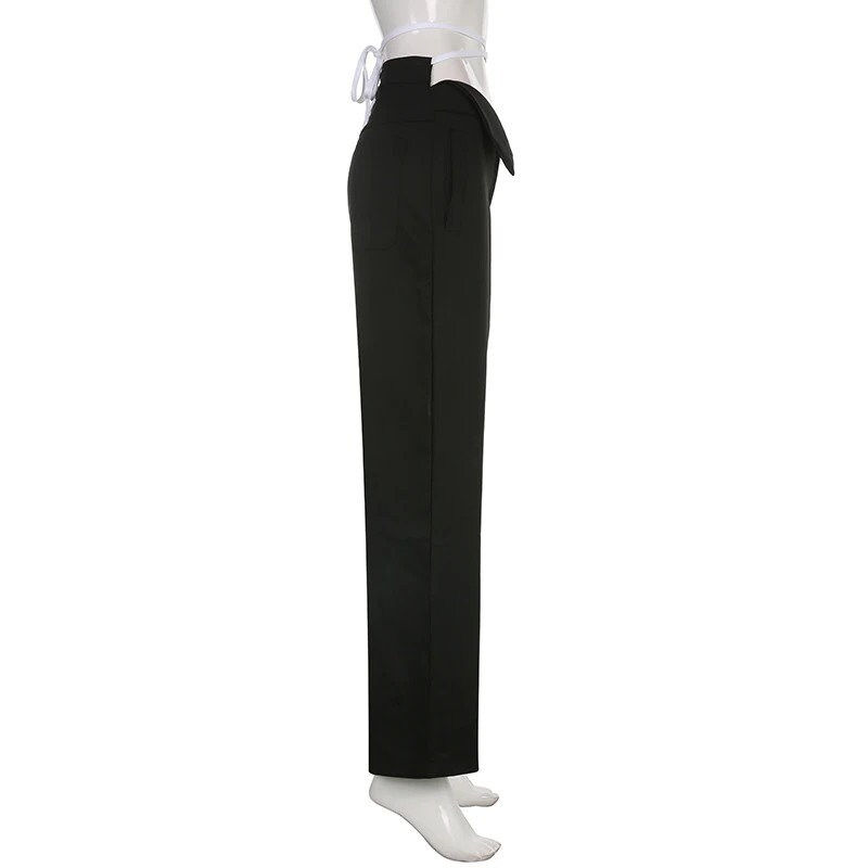Thumbnail: Patchwork Wide Leg Cargo White Pants Side