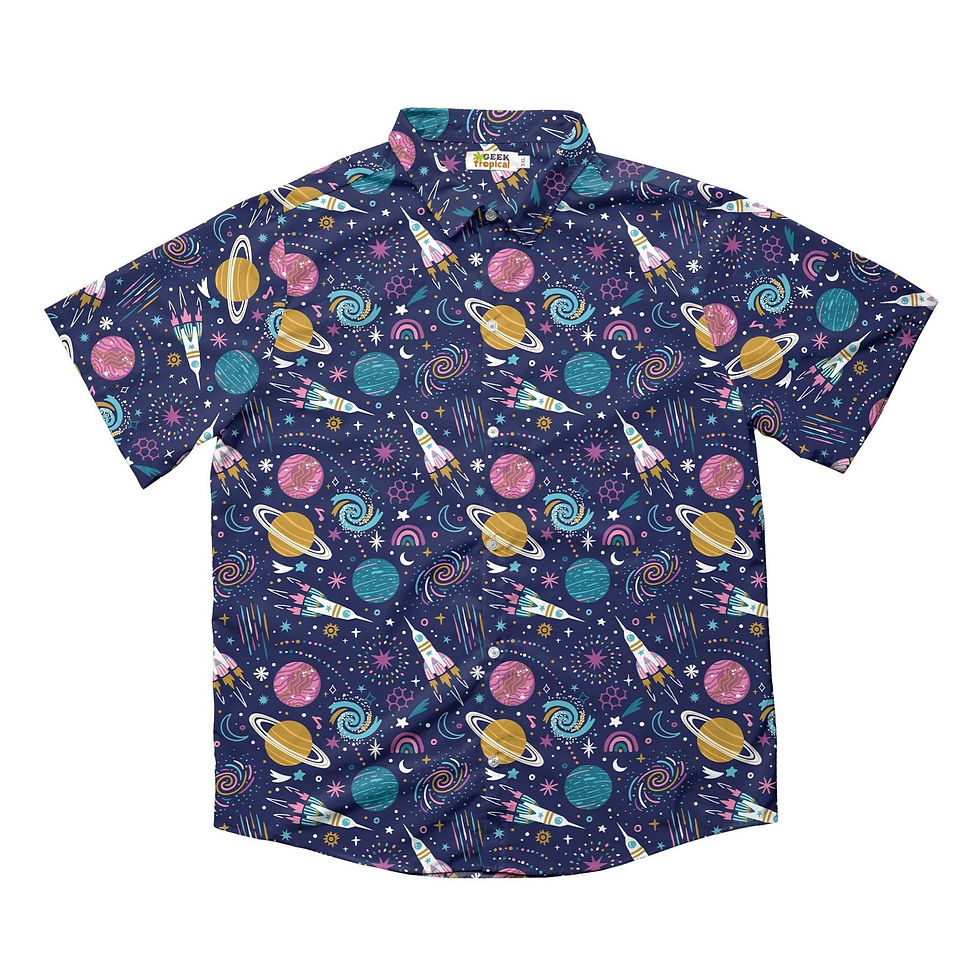 Cosmic Cute Outer Space Button Up Shirt Wide