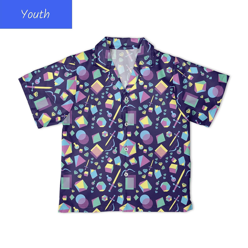 Thumbnail: Tabletop RPG Weapons Items Purple Blue Dnd Button Up Shirt Youth