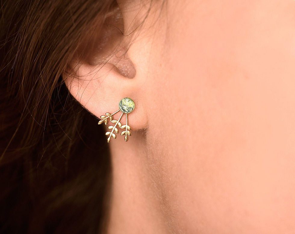 Dainty Gold Leaves & Opal Stud Earrings
