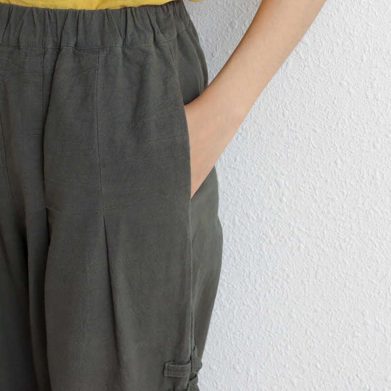 Thumbnail: Women Elastic Waist Cotton Pants