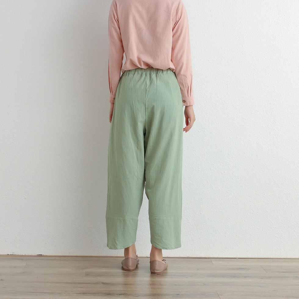 Thumbnail: Trendy Elastic Waist Cotton Pants