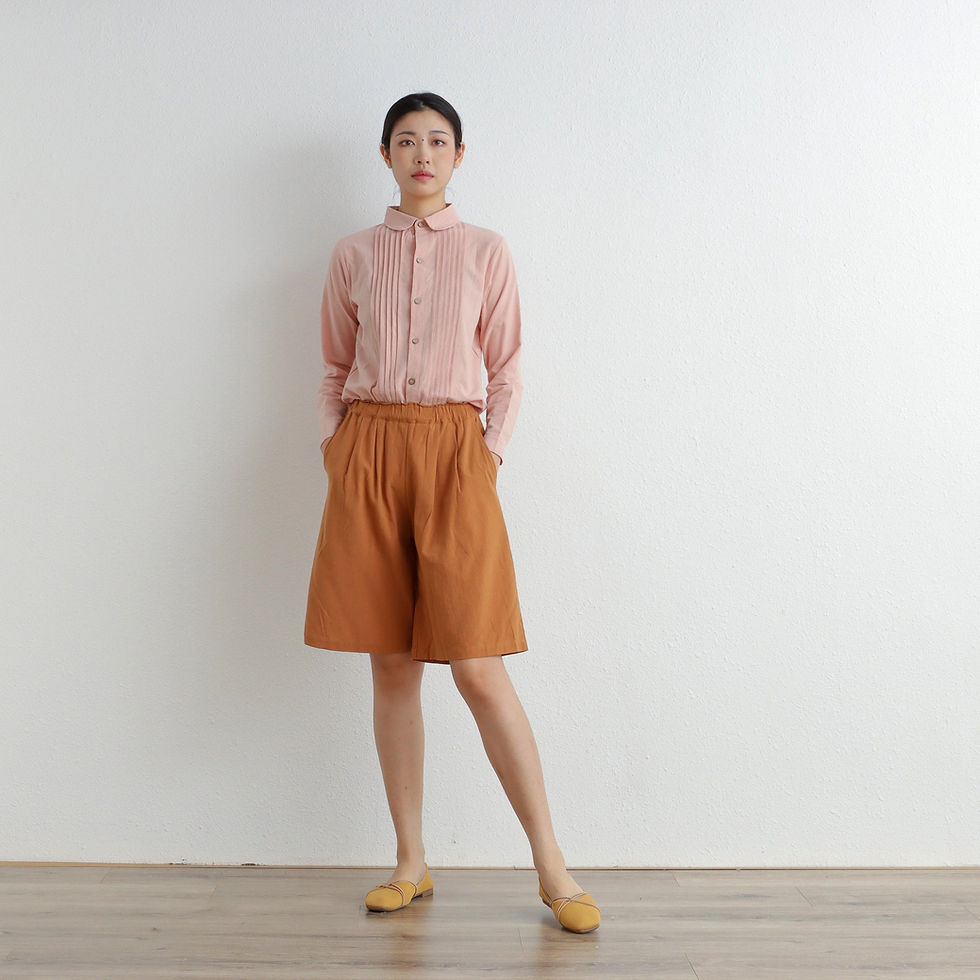 Thumbnail: Elastic Waist Cotton Shorts Pants