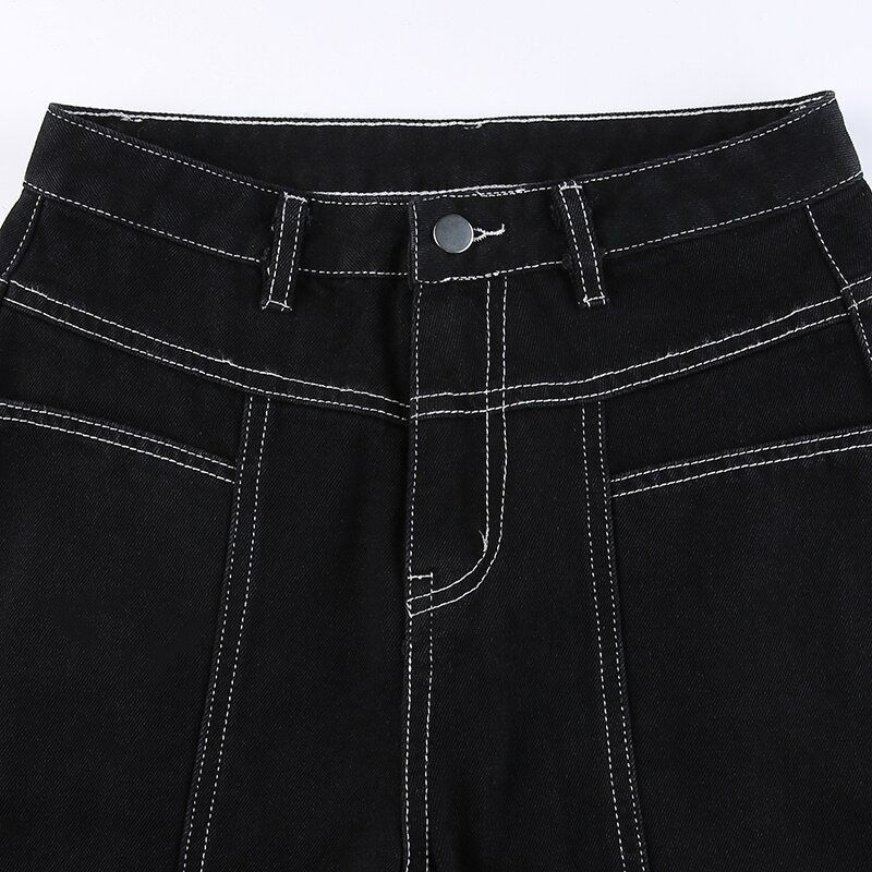 Thumbnail: White Stripe Designed High Waisted Hip Hop Flare Pants Waist