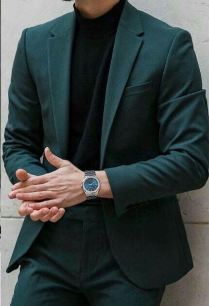 Elegant Green Slim Fit Suit Close