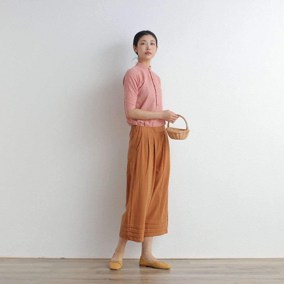 Thumbnail: Linen & Cotton Wide Legged Capri Pants