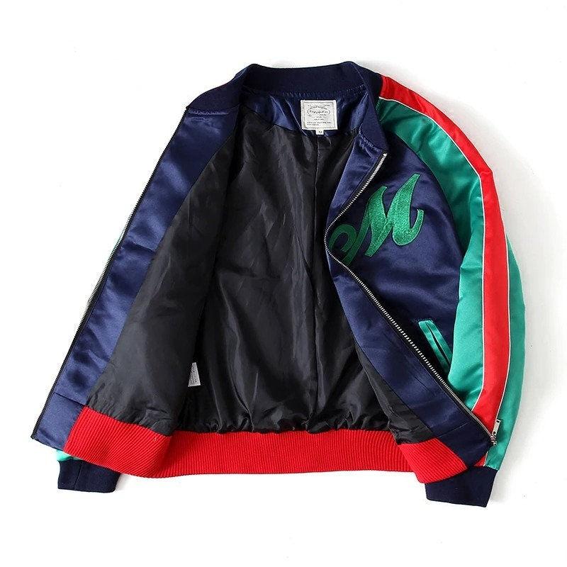 Thumbnail: Japanese Style Tiger Embroidery Bomber Jacket
