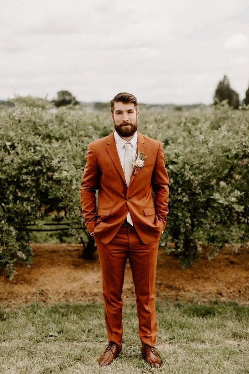 Rustic Brown Slim Fit Suit - 2 piece