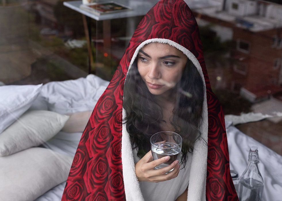 Thumbnail: Romantuc Red Roses Premium Hooded Blanket With Wrist Straps