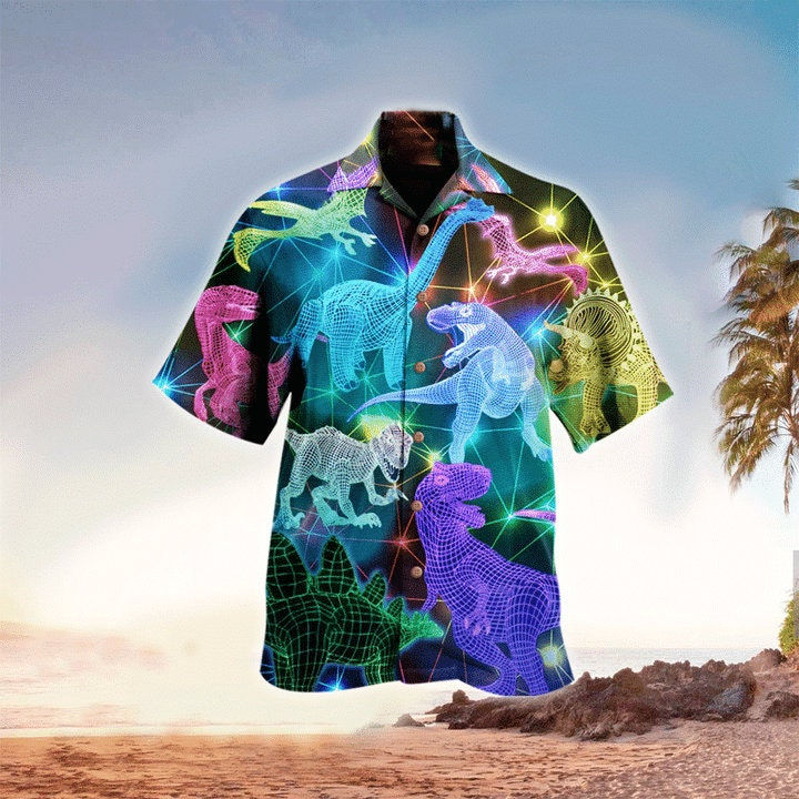Neon Dinosaurs Hawaiian Unisex Shirt