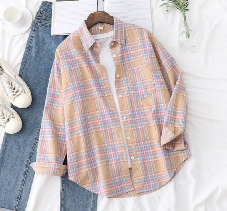 Thumbnail: Womens Autumn Long Sleeve Plaid Shirts
