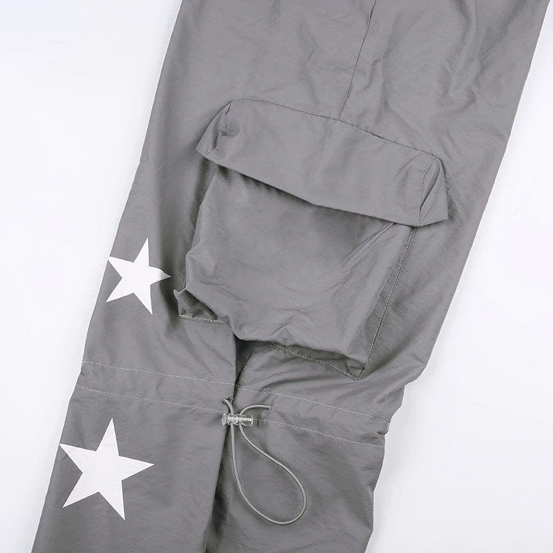 Thumbnail: High Waisted Star Print Cargo Sweatpants pocket