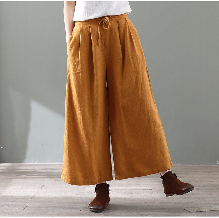 Thumbnail: Elastic Waist Cotton Pants  for women