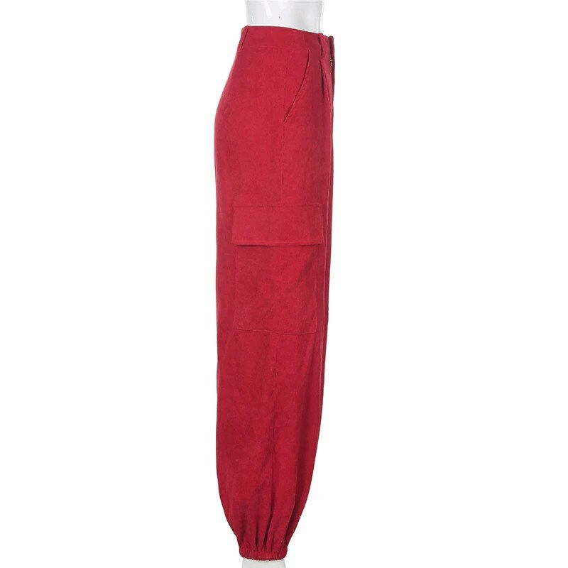 Thumbnail: Chain Decorated Baggy Red Hip Hop Harem Pant Side