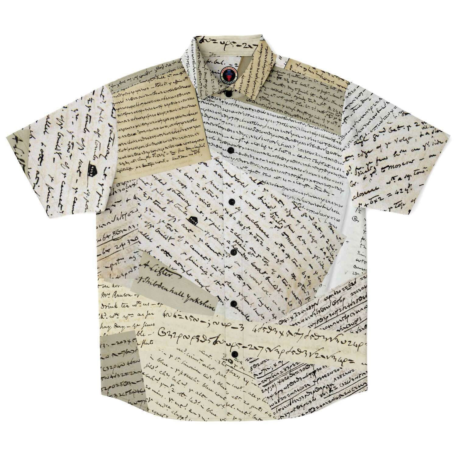 Anne Lister's Diary Short Sleeve Button Down Shirt Front