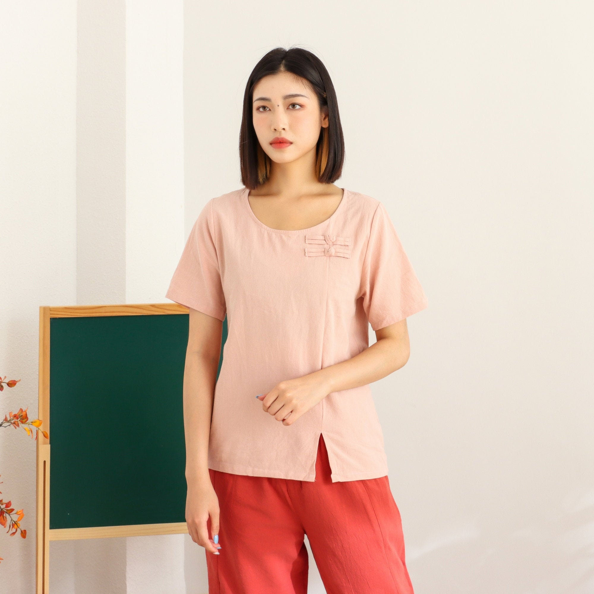 Summer Cotton Sleeves Blouse Tops