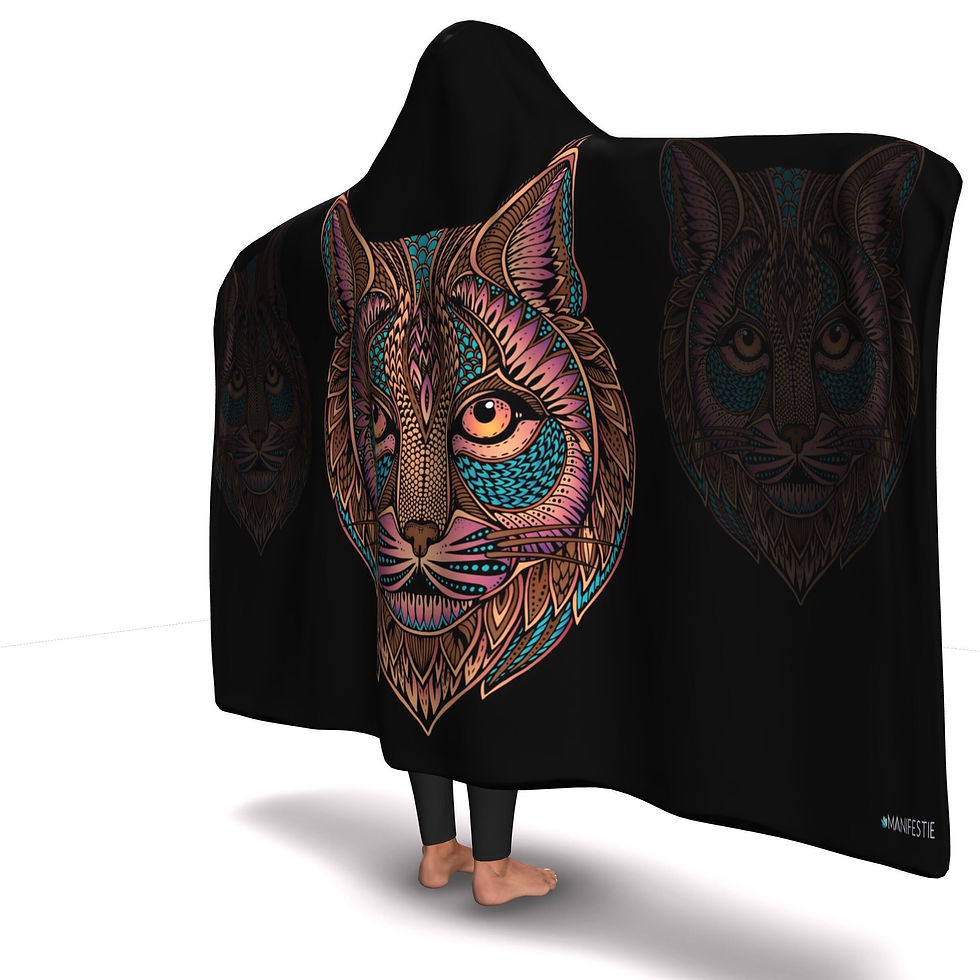 Thumbnail: Kitty Head Hooded Blanket wide view