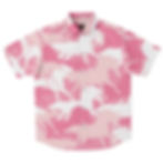 Pink Horse Camo Short Sleeve Button Down Shirt Front