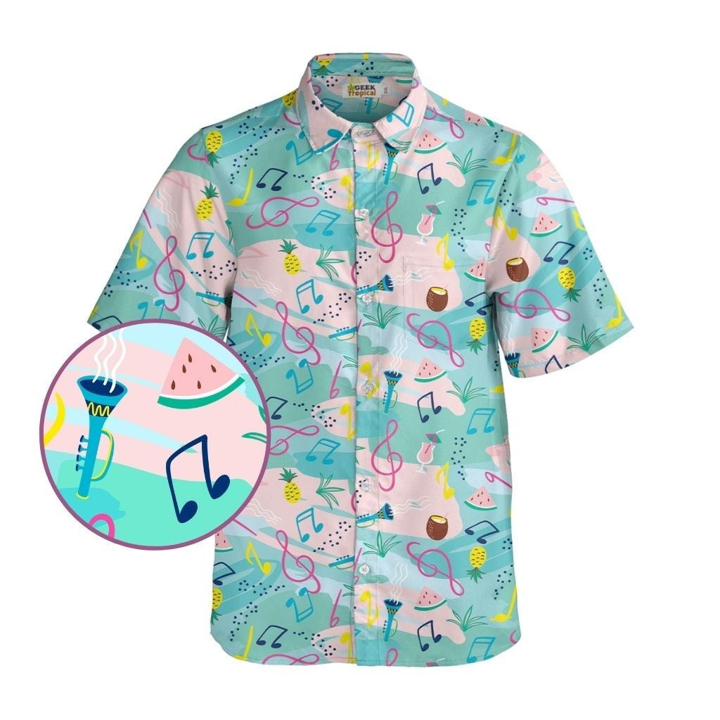Musical Summer Button Up Unisex Regular Fit Shirt Front