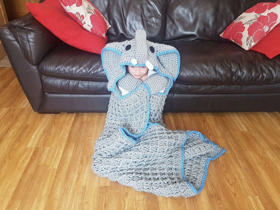 Thumbnail: 2in1 Elephant Hooded Crochet Pattern Blanket