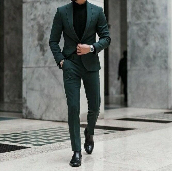 Elegant Green Slim Fit Suit