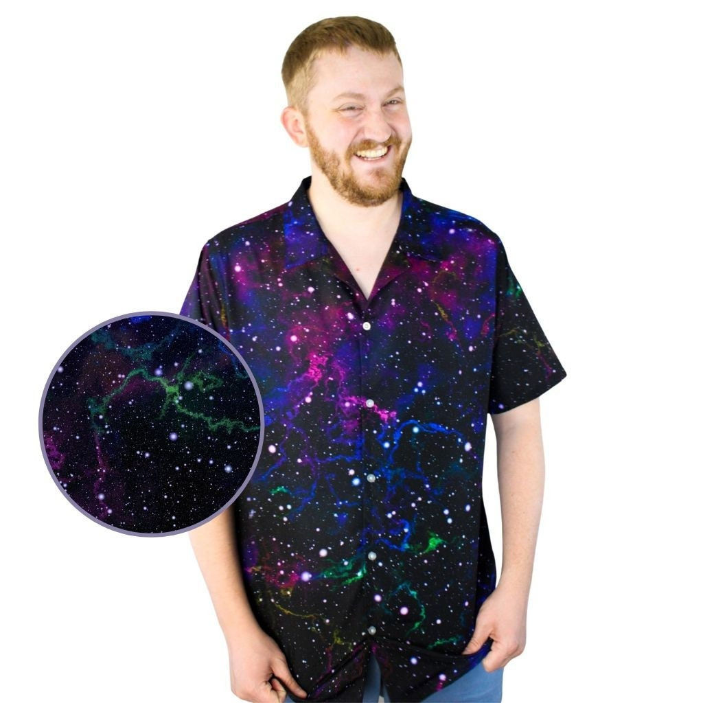 Beautiful Nebula Outer Space Button Up Shirt Model Front