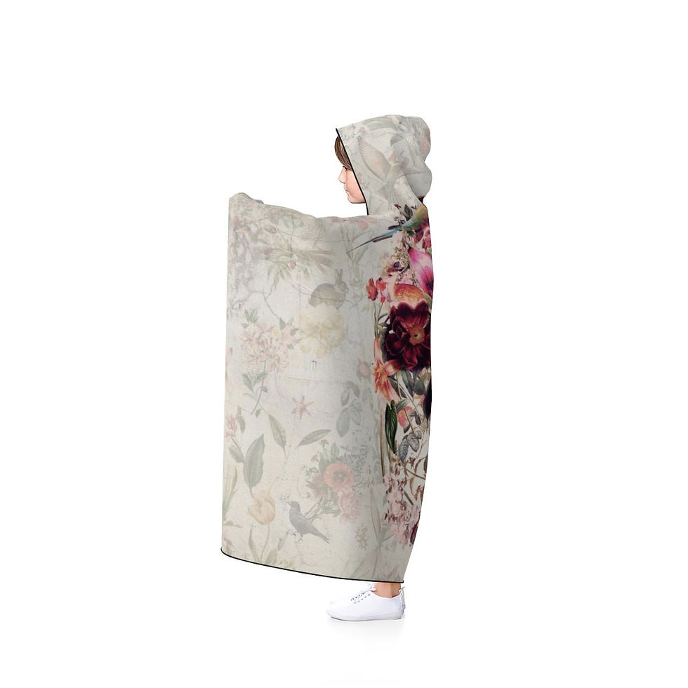 Thumbnail: Floral Skull Cape Hooded Blanket side view