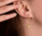 Green Glass Opal Dangling Circle Stud Earrings