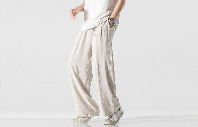 Thumbnail: Men's Wide-leg Loose Linen Pants model
