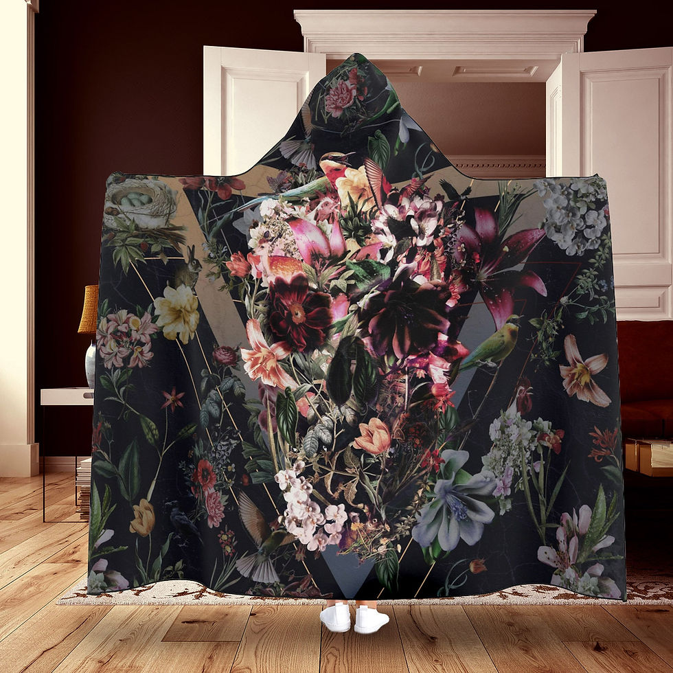Thumbnail: Flower Gothic Sugar Skull Hooded Blanket back