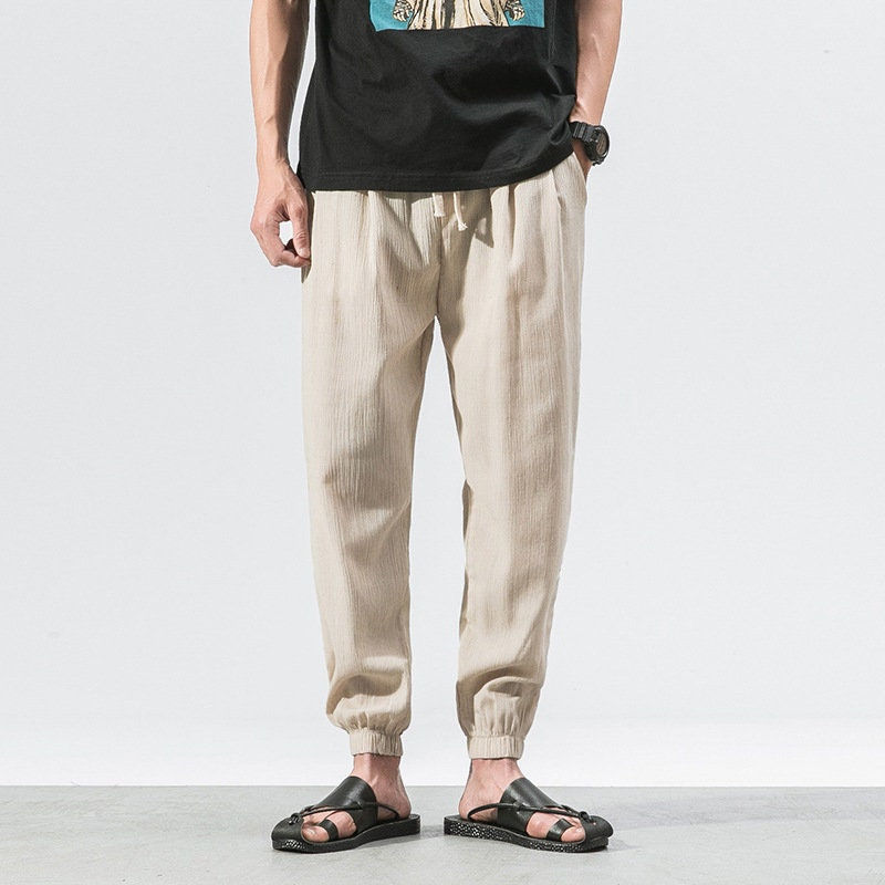 Thumbnail: Men's Summer Tapered Linen Pants