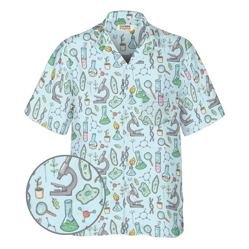 Science Bioengineer Germination Sky Blue Button Up Shirt Front