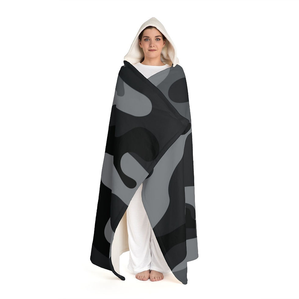 Black Hooded Sherpa Blanket Model