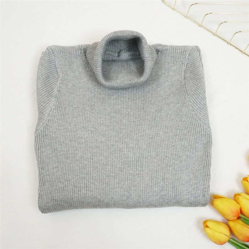 Thumbnail: Turtleneck Lady Slim Bodycon Long Sleeve Bottoming Dress Gray
