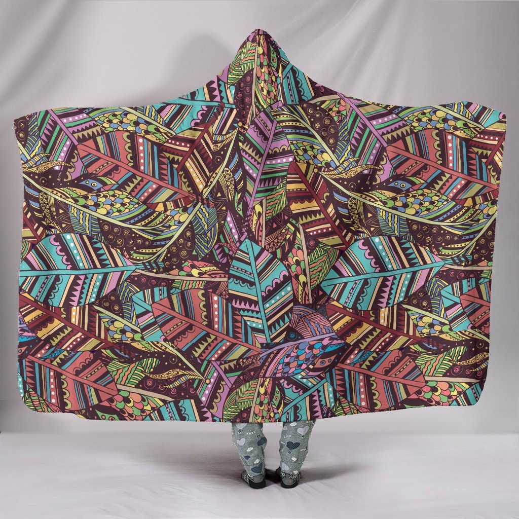 Bohemian Feathers Hooded Blanket