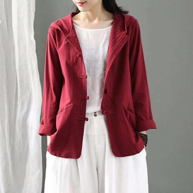 Thumbnail: Women's   Long Sleeves hooded Blouse
