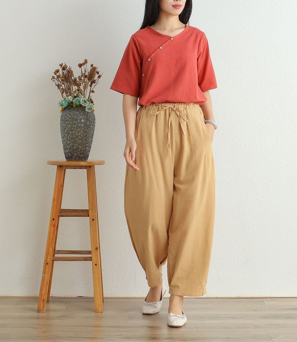 Thumbnail: Elasti cspring Waist Cotton Pants