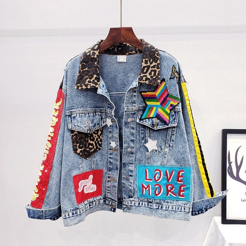 Thumbnail: Colorful Love Embellished Denim Jacket