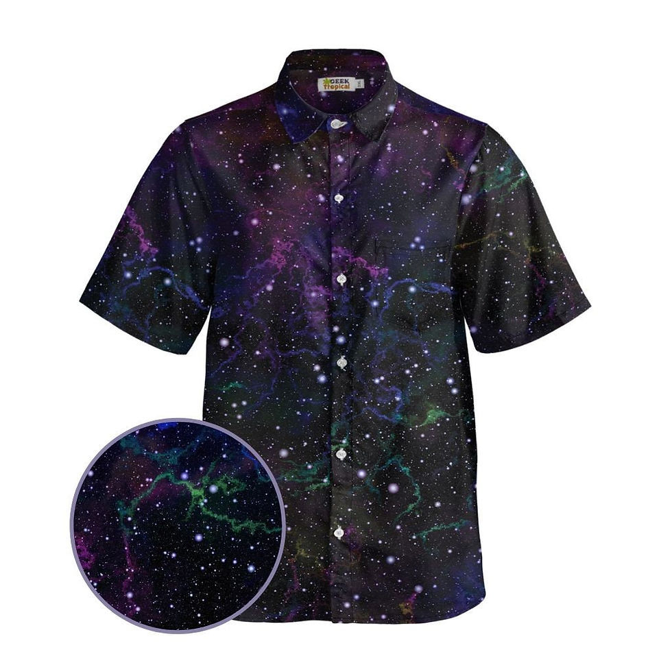 Thumbnail: Beautiful Nebula Outer Space Button Up Shirt Front