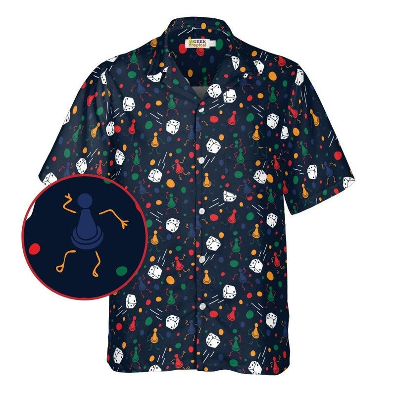 Pawn Party Blue Board Game Button Up Unisex Regular Fit Shirt front