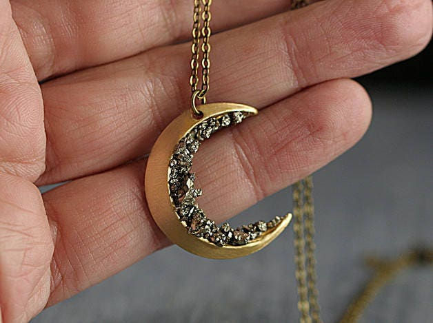 Thumbnail: Crystal Crescent Moon Necklace
