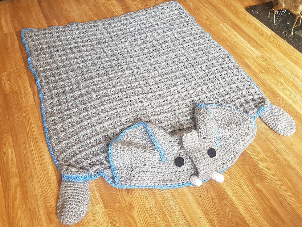 Thumbnail: 2in1 Elephant Hooded Crochet Pattern Blanket