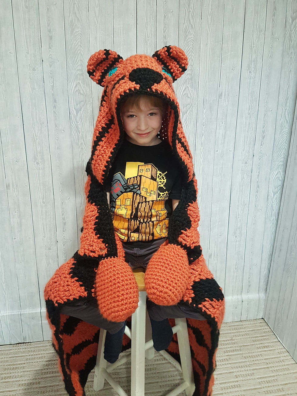 Thumbnail: 2in1 Safari Tiger Crochet Pattern Hooded Blanket