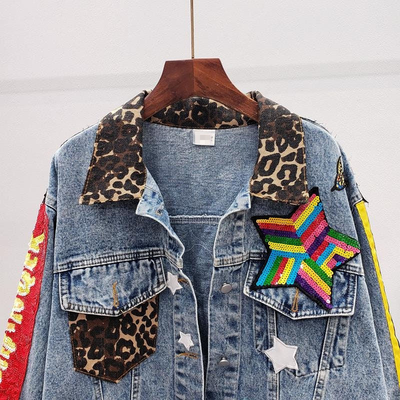 Thumbnail: Colorful Love Embellished Denim Jacket