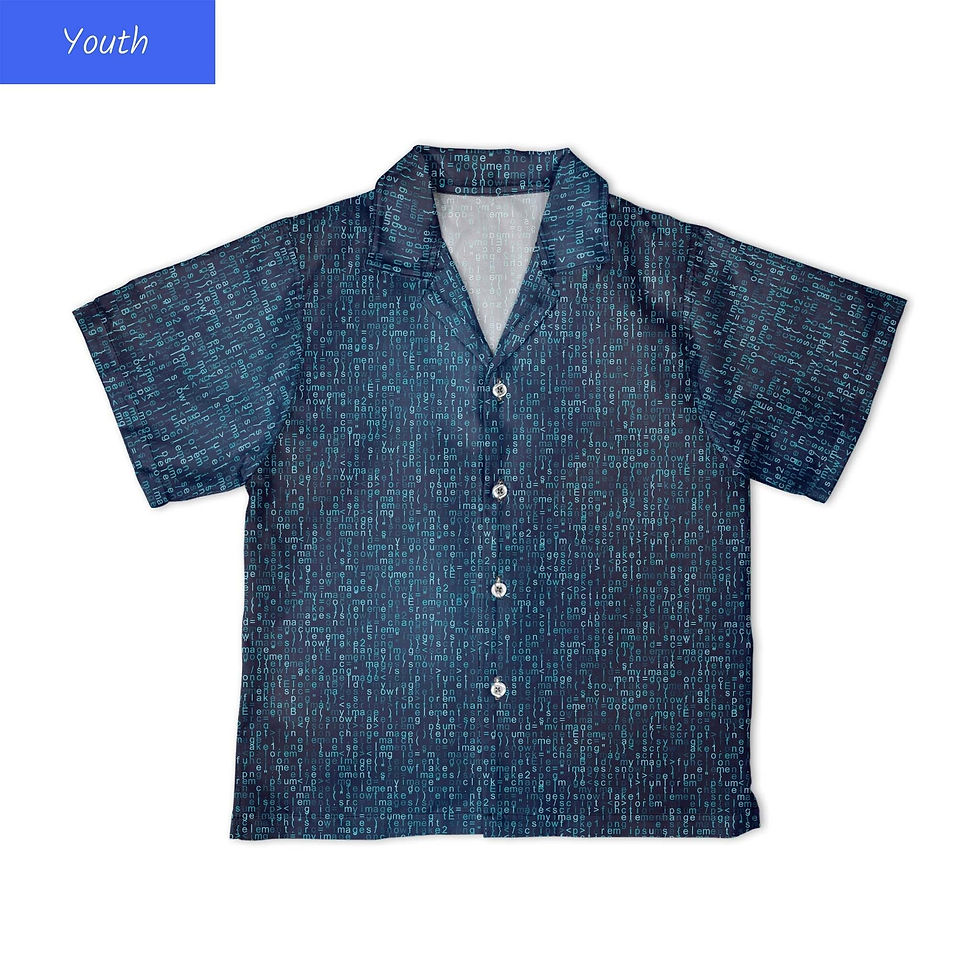 Thumbnail: Javascript Computer Code Blue Button Up Unisex Regular Fit Shirt Youth