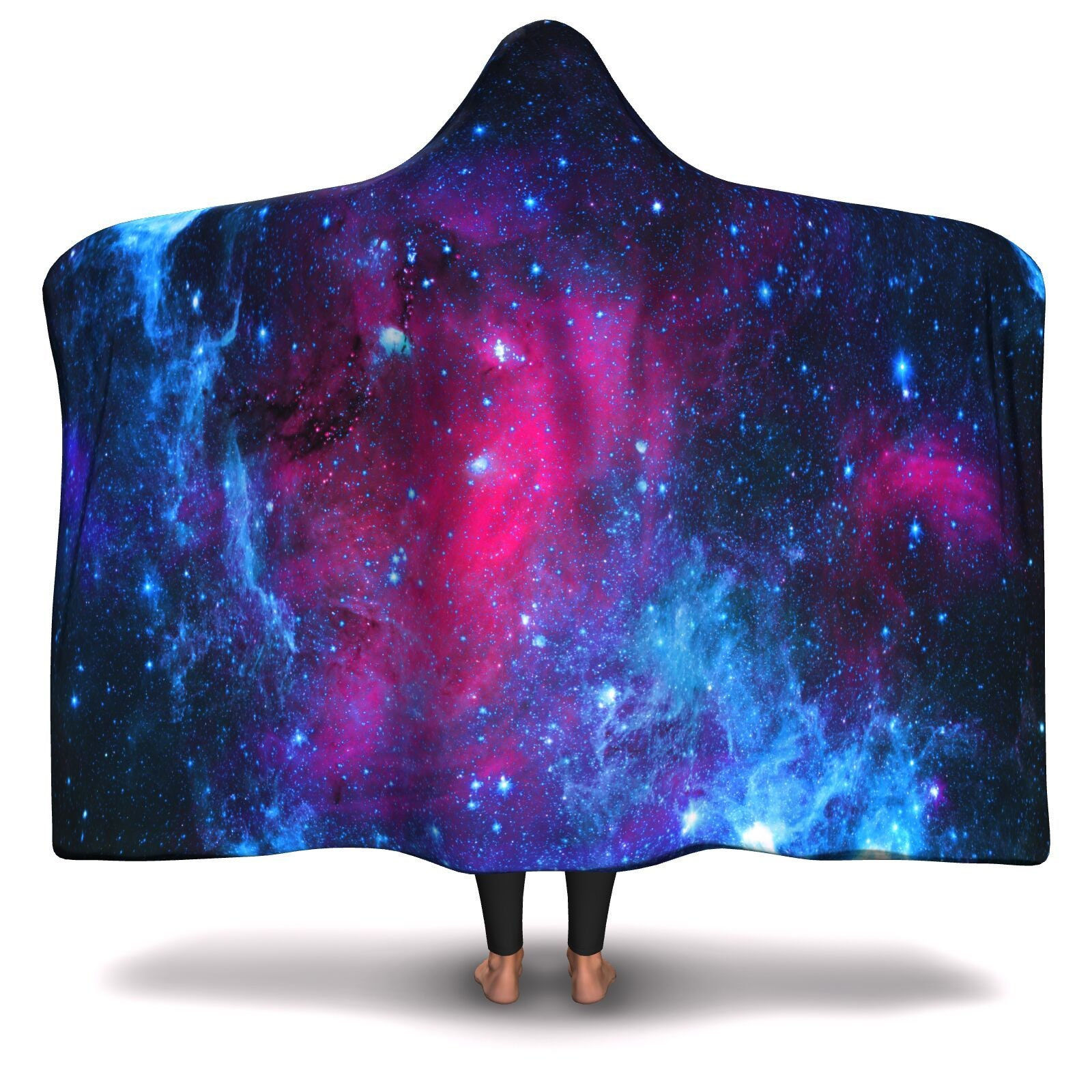 Drifting Away Galaxy Premium Hooded Blanket With Wrist Straps