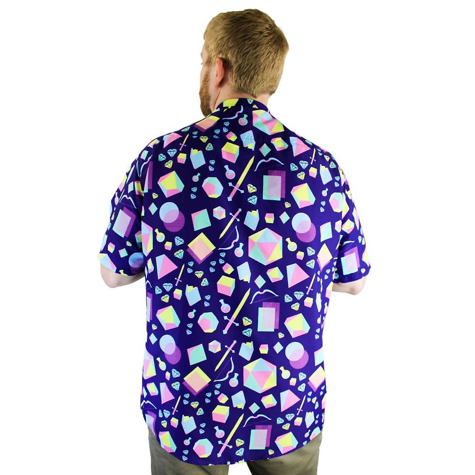 Thumbnail: Tabletop RPG Weapons Items Purple Blue Dnd Button Up Shirt Model Back