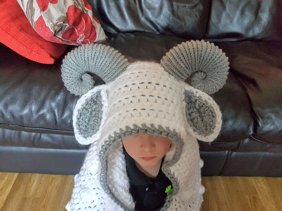 Thumbnail: 2in1 Hooded Ram Sheep Crochet Pattern Hooded Blanket