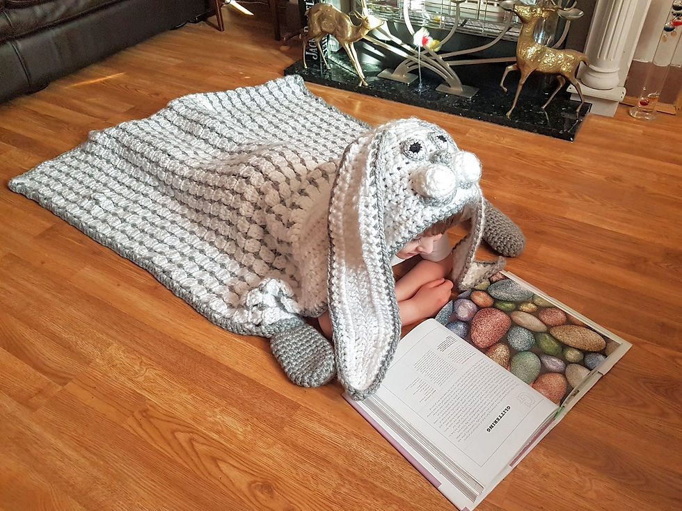 Thumbnail: 2in1 Hooded Woodland Bunny Rabbit Crochet Pattern Blanket