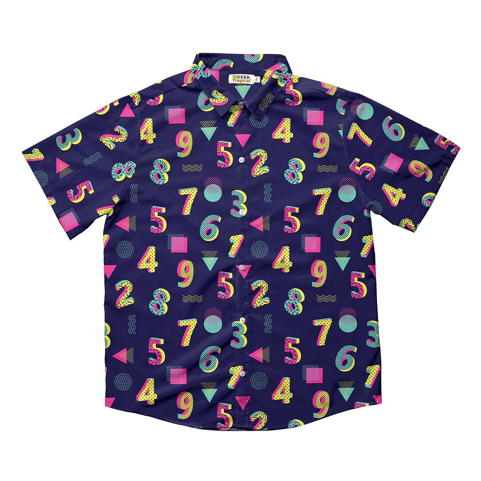 Thumbnail: Numbers In 3D Math Button Up Hawaiian Shirt Wide